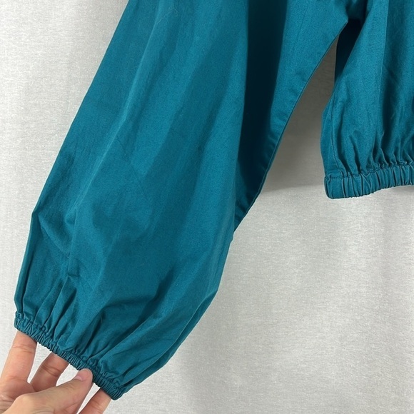 Sundry Teal Cropped Puff Sleeve Boho Blouse Top Womens Size 1 - Picture 2 of 9